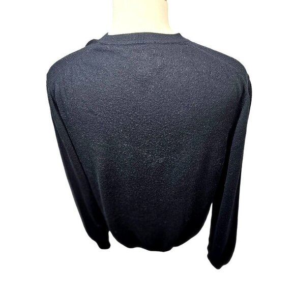 Y2K Joseph Abboud Black V Neck Sweater Mens XLT Extra Fine Merino Wool Pullover - Picture 3 of 5